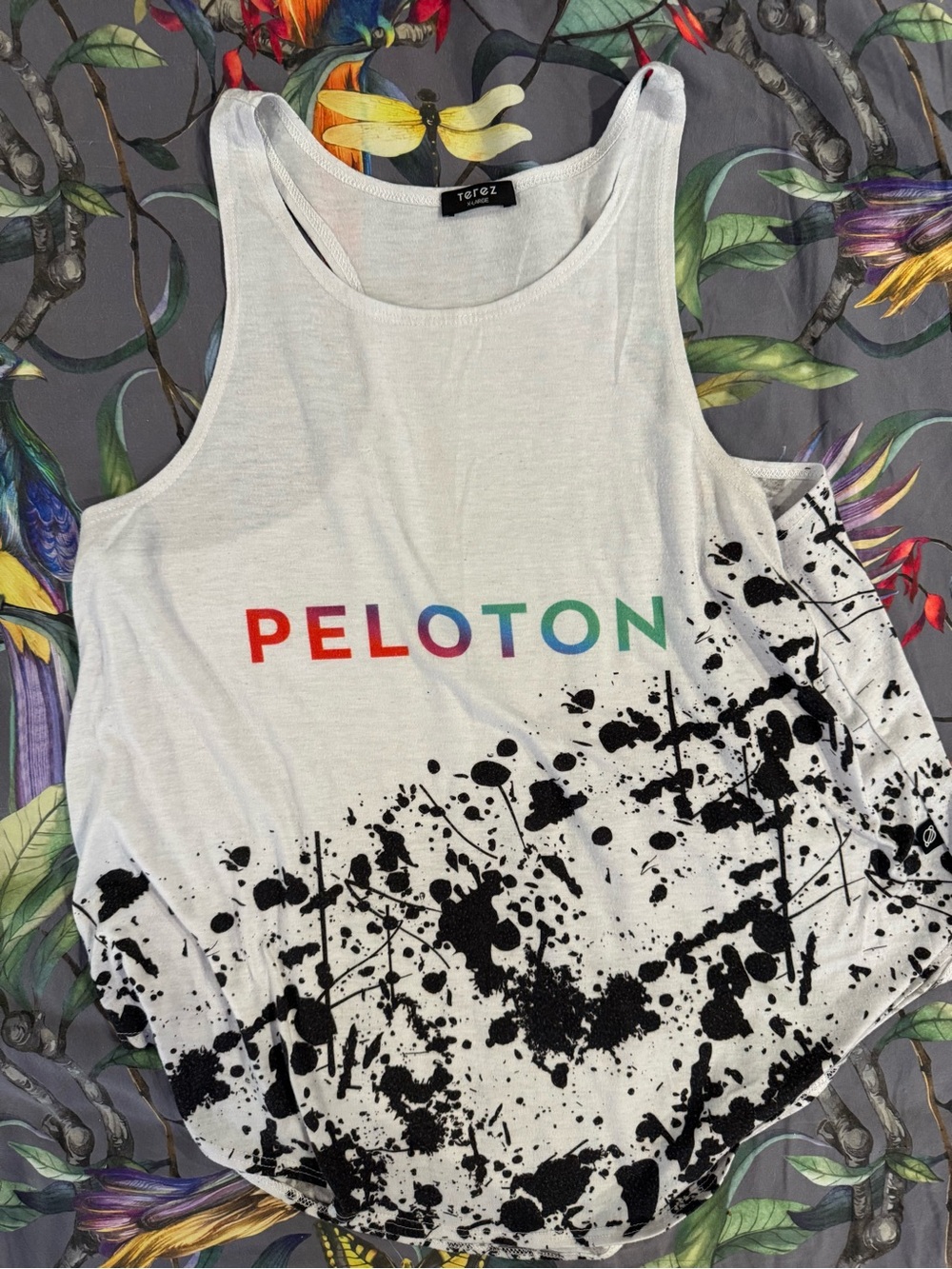 Peloton x  Terez Women’s White Tank Top with Black Splatter